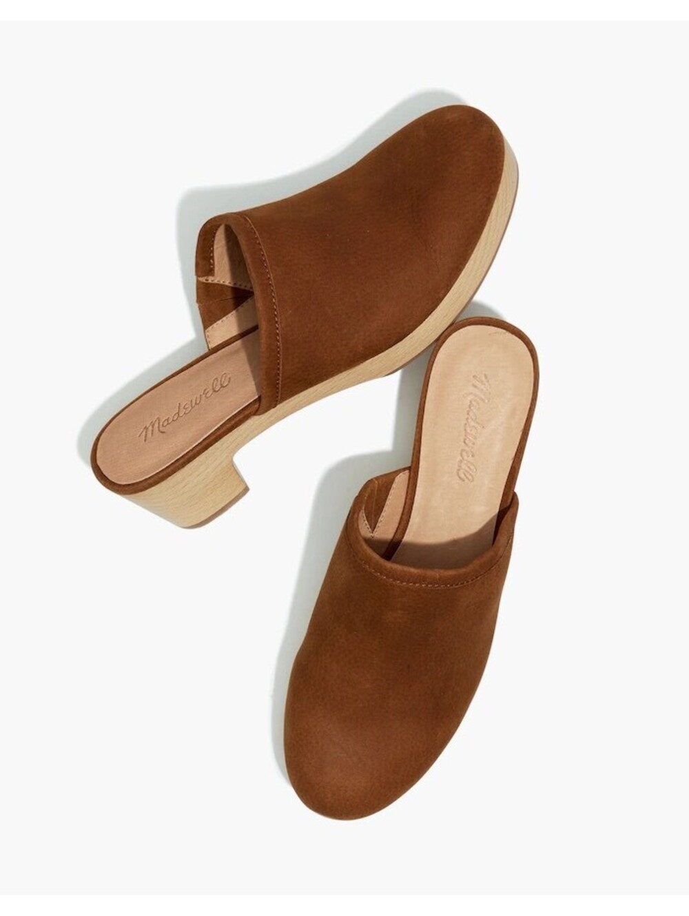 Madewell Boho The Ruby Clog Brown Leather Wooden Platform Slide Sandals Size 8